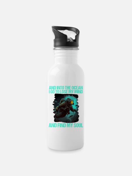 Tauchen Taucher Taucherin - Trinkflasche mit integriertem Trinkhalm - Weiß