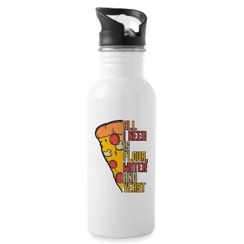 Alls I Need Is Flour Water And Yeast Pizza Tray - Water bottle with straw - white - Right