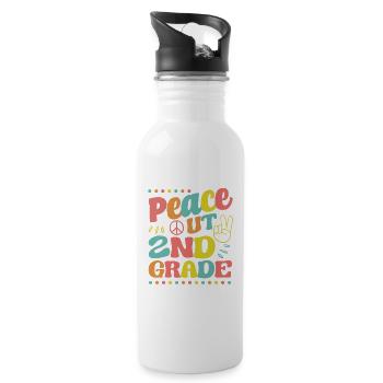 Peace Out 2nd Grade Second Graduation Last Day - Water bottle with straw - white - Right