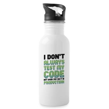 Ich Teste Meinen Code In Der Produktion - Trinkflasche mit integriertem Trinkhalm - Weiß - Rechts