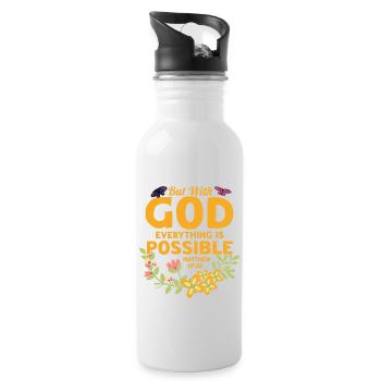 Jesus God Christian Bible Verse Gift - Water bottle with straw - white - Right