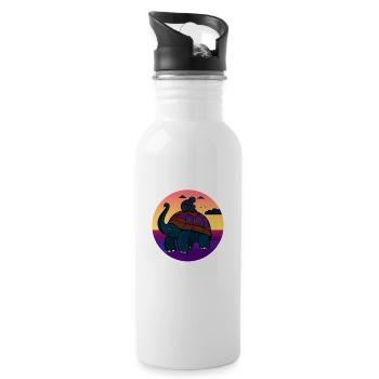 schildkröte elefant affe fabeltier fabelwesen - Trinkflasche mit integriertem Trinkhalm - Weiß - Rechts