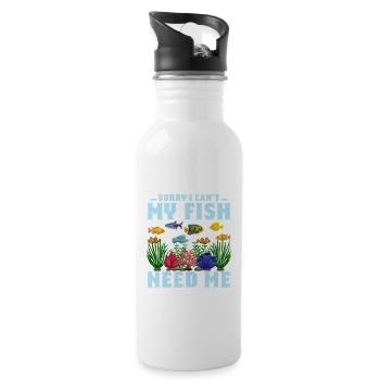 Sorry I Can't My Fish Need Me Aquarium Owner Fish - Trinkflasche mit integriertem Trinkhalm - Weiß - Rechts