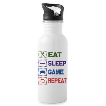 Eat Sleep Game Repeat Design - Water bottle with straw - white - Right