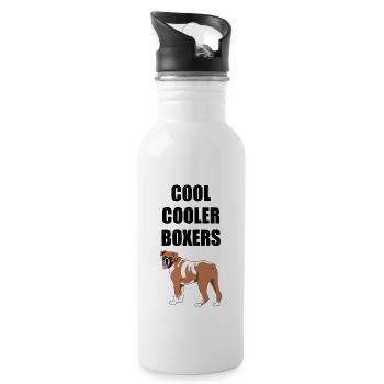 Deutsche Boxer Hund Hundeliebhaber Spruch Geschenk - Trinkflasche mit integriertem Trinkhalm - Weiß - Rechts