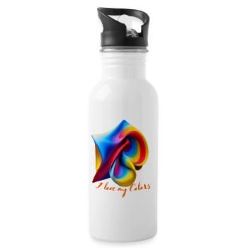 tie dye design I love my colors - Water bottle with straw - white - Right