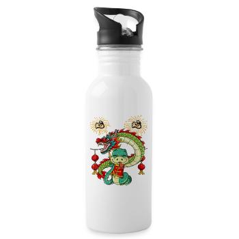 Year of the Serpent Lunar New Year Chinese - Water bottle with straw - white - Right