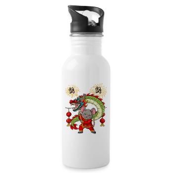 Year of the Rat Lunar New Year Chinese - Water bottle with straw - white - Right