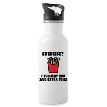 Exercice? Je viens de dire frites supplémentaires # - Gourde avec paille intégrée - blanc - Droite