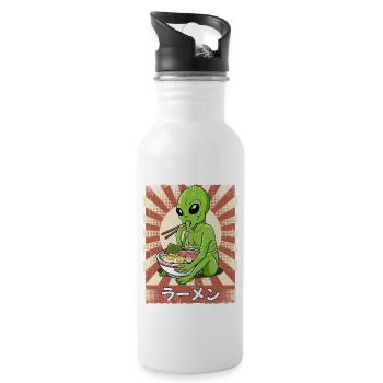 Ramen Alien Nudelsuppe Ramen - Trinkflasche mit integriertem Trinkhalm - Weiß - Rechts