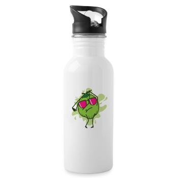 Coconut while golfing fruit palm tree - Water bottle with straw - white - Right
