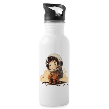 Cute and cute astronauts illustration - Water bottle with straw - white - Right