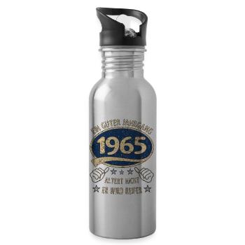 58. Geburtstag 1965 Guter Jahrgang - Trinkflasche mit integriertem Trinkhalm - Lightsilver - Rechts