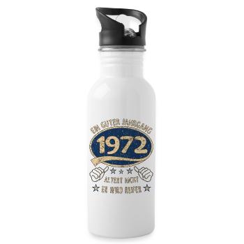 51. Geburtstag 1972 Guter Jahrgang - Trinkflasche mit integriertem Trinkhalm - Weiß - Rechts