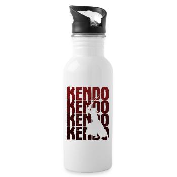 Japanischer Schwertkampf Kendo - Trinkflasche mit integriertem Trinkhalm - Weiß - Rechts