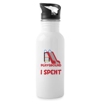 Auf dem Spielplatz verbringe ich die meiste Zeit - Trinkflasche mit integriertem Trinkhalm - Weiß - Rechts