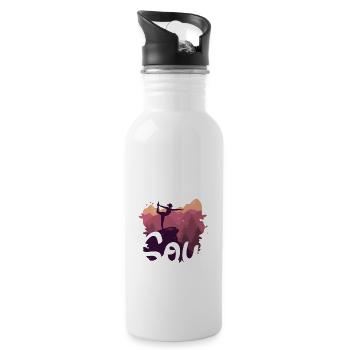 Yoga in nature fitness in soul - Trinkflasche mit integriertem Trinkhalm - Weiß - Rechts