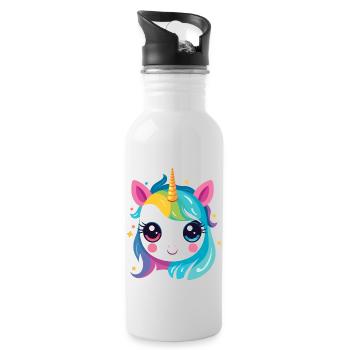 Une licorne arc-en-ciel - Gourde avec paille intégrée - blanc - Droite