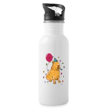 Anniversaire de Capybara - Gourde avec paille intégrée - blanc - Droite