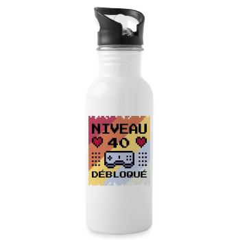 cadeau humour geek gamer goodies 40 ans - Gourde avec paille intégrée - blanc - Droite