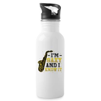 Ich Bin Saxy Und Ich Weiß Es - Saxophon - Trinkflasche mit integriertem Trinkhalm - Weiß - Rechts