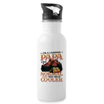 Camping Papa, feu de camp - Gourde avec paille intégrée - blanc - Droite