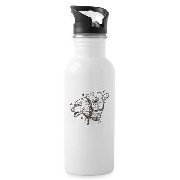 Kamel Karawane Wüste Dromedar Tier - Trinkflasche mit integriertem Trinkhalm - Weiß - Rechts