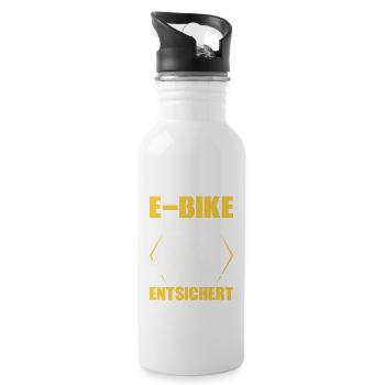 E-Bike Geladen und Entsichert Elektrofahrrad EBike - Trinkflasche mit integriertem Trinkhalm - Weiß - Rechts