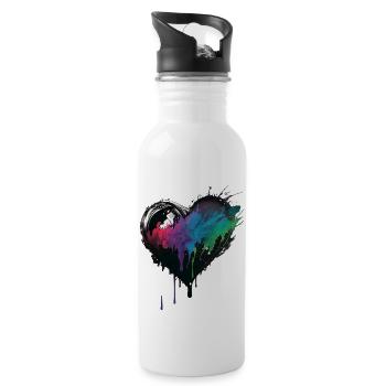 Herz Graffiti Style - Trinkflasche mit integriertem Trinkhalm - Weiß - Rechts