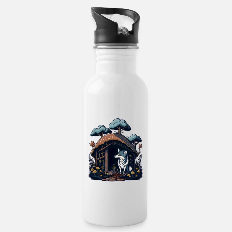 Champignon Home Wolf - Gourde avec paille intégrée - blanc