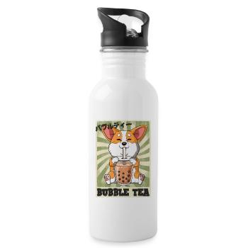 Boba Tea Corgi Dog Bubble Tea - Water bottle with straw - white - Right