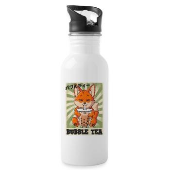 Boba Tea Fuchs Bubble Tea - Trinkflasche mit integriertem Trinkhalm - Weiß - Rechts