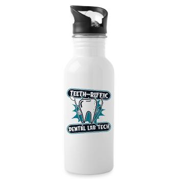 Teeth Riffic Dental Laboratory Dental Laboratory Dental Technician - Water bottle with straw - white - Right