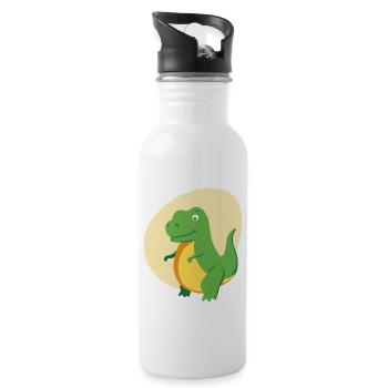 Mignon T-Rex Vert, Dinosaure, Tyrannosaure - Gourde avec paille intégrée - blanc - Droite
