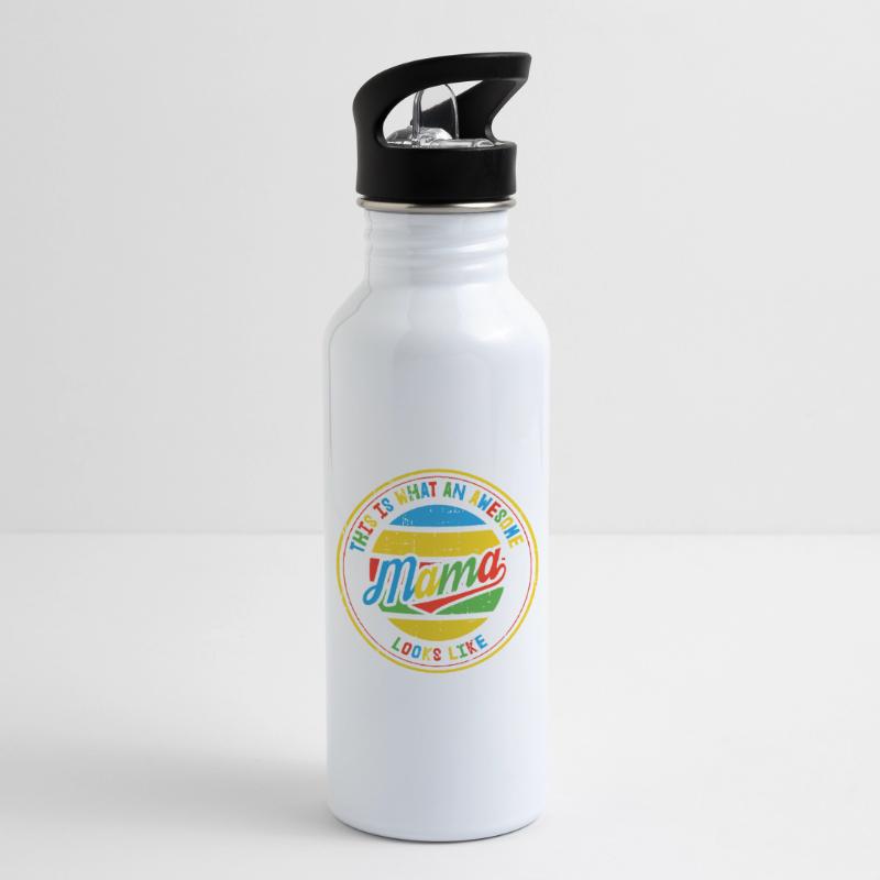 Bester Mama Muttertag Mutter Mom Retro Geschenk Trinkflasche mit integriertem Trinkhalm