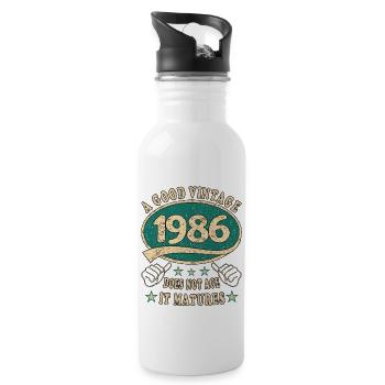 37th Birthday 1986 37 Good vintage - Water bottle with straw - white - Right