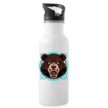 Angry Bear - Water bottle with straw - white - Right