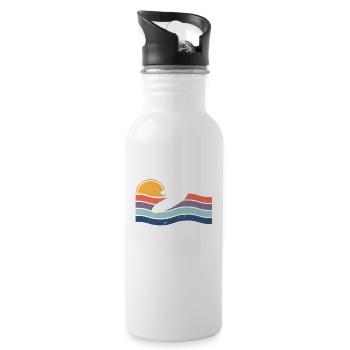 Vintage Surfen Surfer Surf Wakesurfing Wake Board - Trinkflasche mit integriertem Trinkhalm - Weiß - Rechts