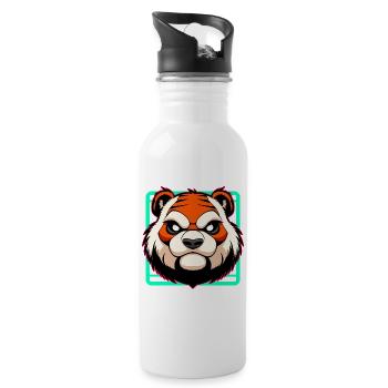 Böser Tiger - Trinkflasche mit integriertem Trinkhalm - Weiß - Rechts