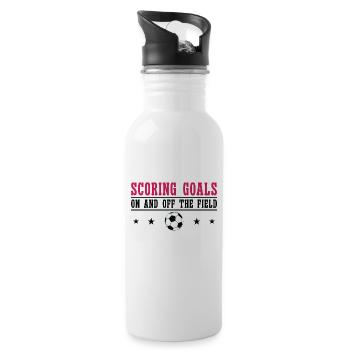 Internationaler Frauentag Fußball-Frauenpower-Tor - Trinkflasche mit integriertem Trinkhalm - Weiß - Rechts
