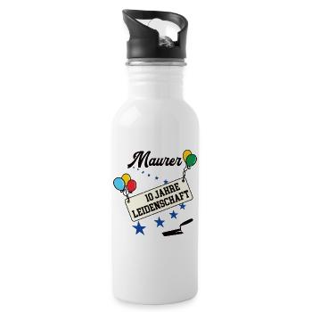 Maurer Jubiläum 10 Jahre 10. jähriges bester 10th - Trinkflasche mit integriertem Trinkhalm - Weiß - Rechts