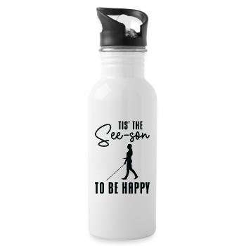 Braille-Schrift Blinde Blindheit Bewusstsein - Trinkflasche mit integriertem Trinkhalm - Weiß - Rechts