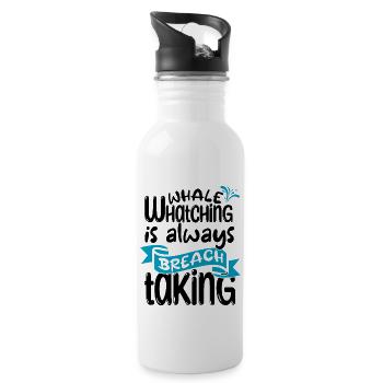 Whale watching design for whales - Water bottle with straw - white - Right