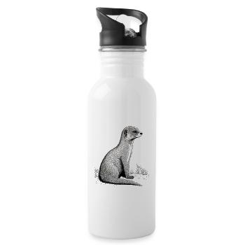 Mungo Zeichnung - Trinkflasche mit integriertem Trinkhalm - Weiß - Rechts