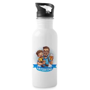 Mein erster Vatertag - Trinkflasche mit integriertem Trinkhalm - Weiß - Rechts