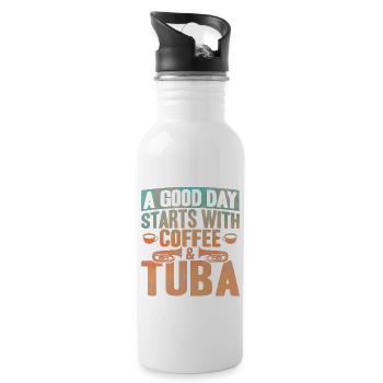 Tuba Kaffee und Tuba Geschenk - Trinkflasche mit integriertem Trinkhalm - Weiß - Rechts