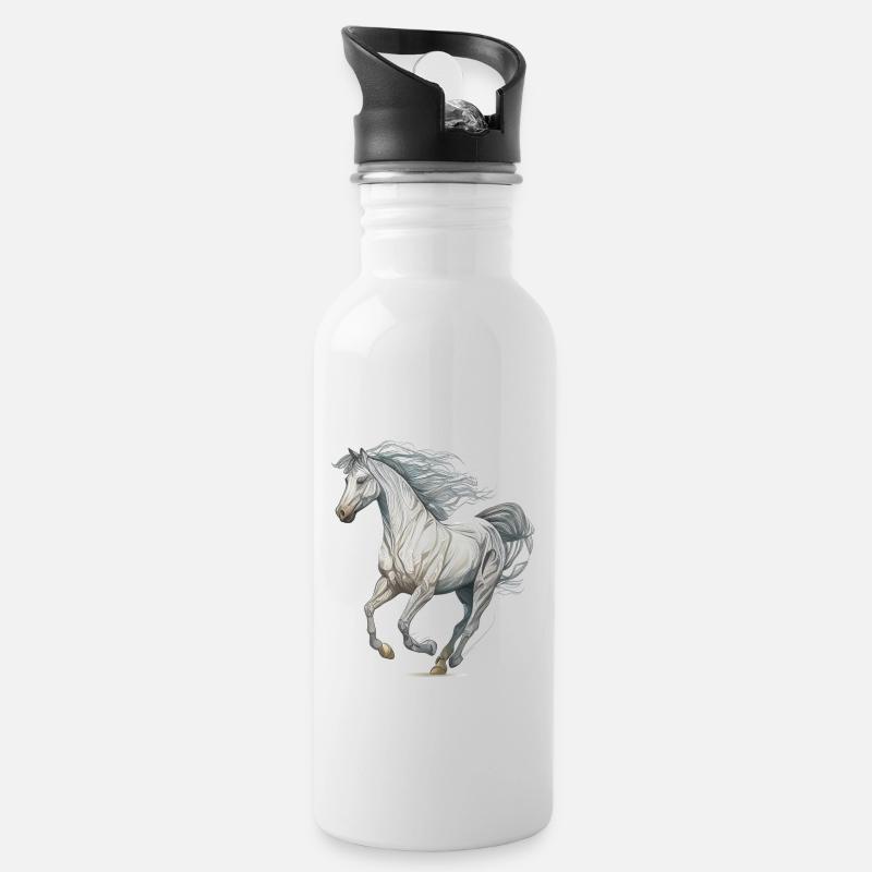 Wild horse - Water bottle with straw - white