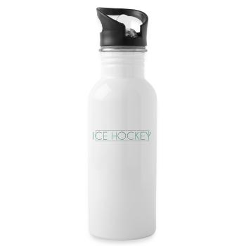 Eishockey Schriftzug - Trinkflasche mit integriertem Trinkhalm - Weiß - Rechts