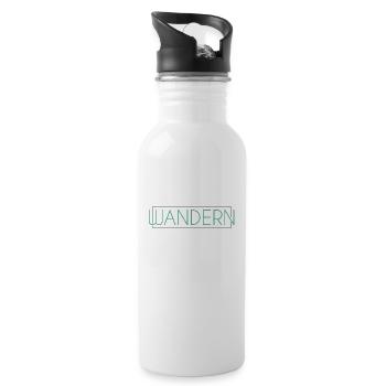 Wandern Schriftzug - Trinkflasche mit integriertem Trinkhalm - Weiß - Rechts