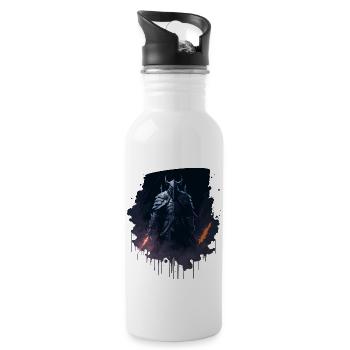 Dark knight with flames of fire as weapons - Water bottle with straw - white - Right